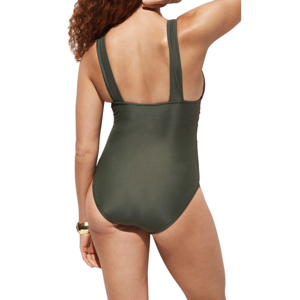 J. Crew Ruched Tummy V-Neck Swimsuit Cool Cypress Stretch Full Coverage Size 22 - Picture 4 of 14
